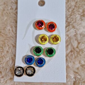 Colorful Stud Earrings Set Of 5